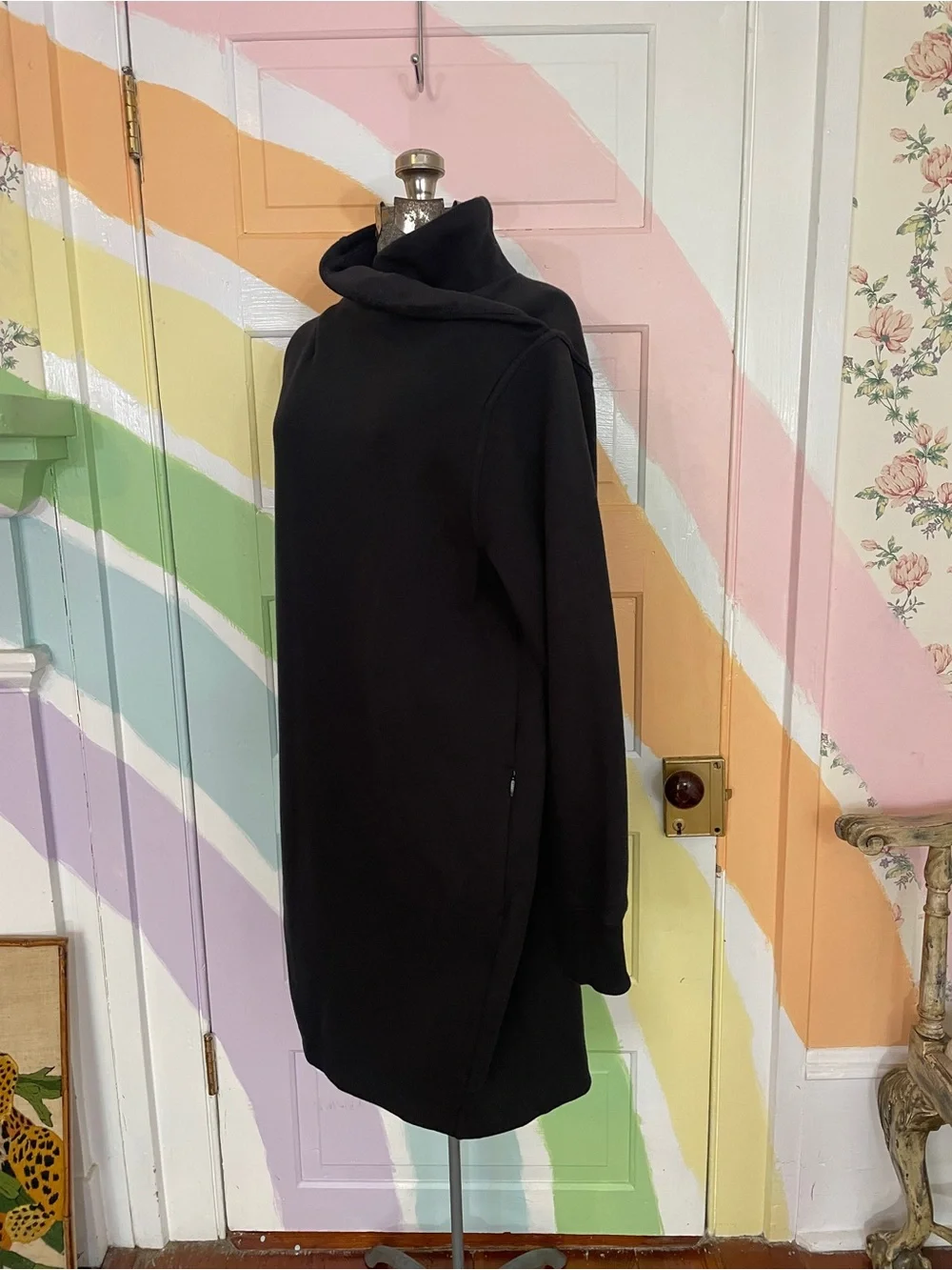 Athleta Cozy Karma Mock Neck Soft Fleece Athleisure Dress Sz L 🧡🎀